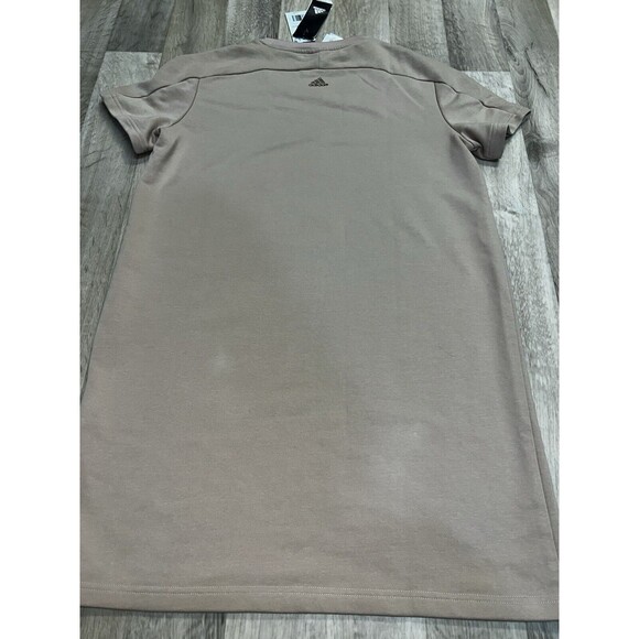 ADIDAS X Zoe Saldana Pattern Women's Sport T-shirt Dress Sz Large Tan Red Logo - Picture 9 of 9
